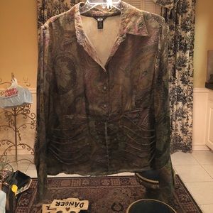 Silk sheer paisley blouse