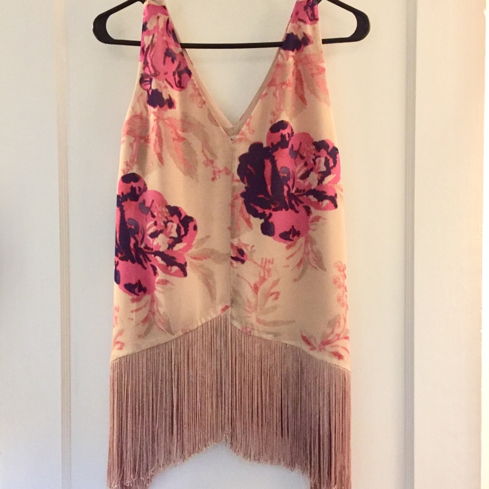 Rachel Roy Floral Fringe Top