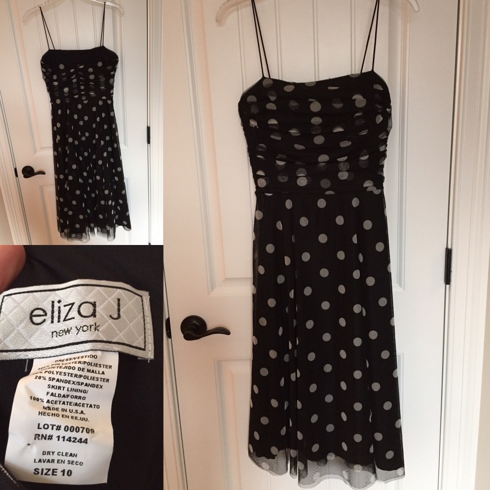 Eliza J New York Black Dress with White Dots