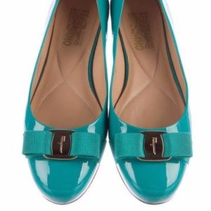Salvatore Ferragamo Varina Teal leather in Box Salvatore Ferragamo Varina Teal leather in Box