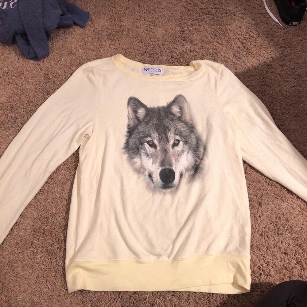 Wildfox yellow wolf pullover