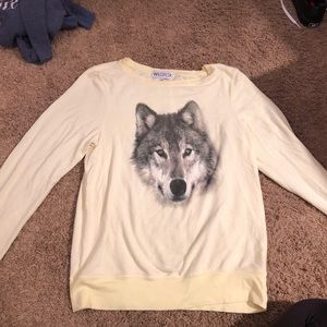 Wildfox yellow wolf pullover