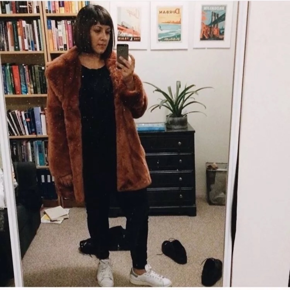 Asos Plush brown teddy coat size 14