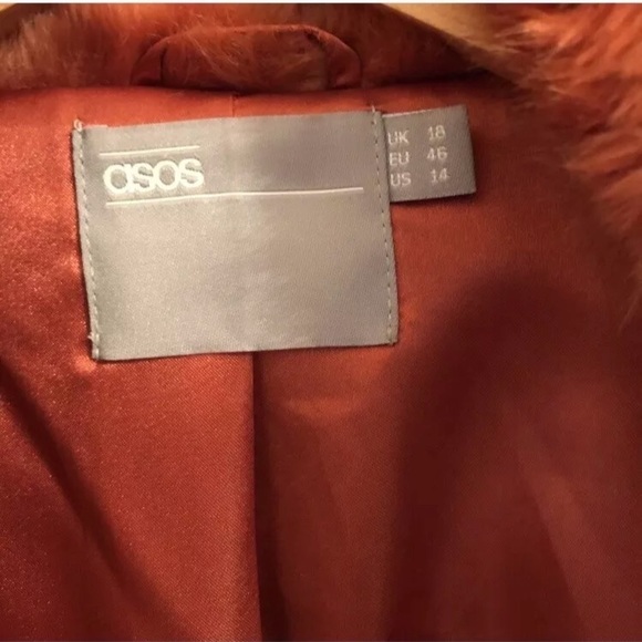 Asos Plush brown teddy coat size 14 - Picture 4 of 6