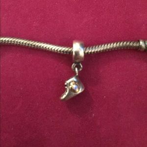 Bootie w/ Blue Stone/Gold Flower Pandora charm