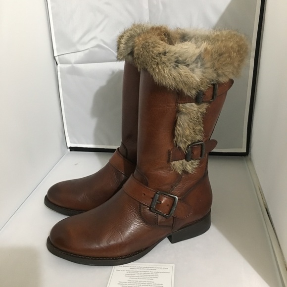 Frye Jamie Luxe Genuine Rabbit Fur Moto Boot sz5.5 - Picture 2 of 8