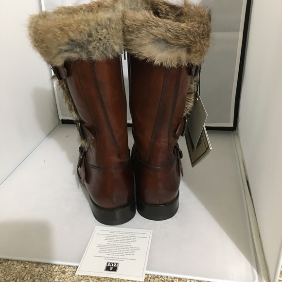 Frye Jamie Luxe Genuine Rabbit Fur Moto Boot sz5.5 - Picture 3 of 8
