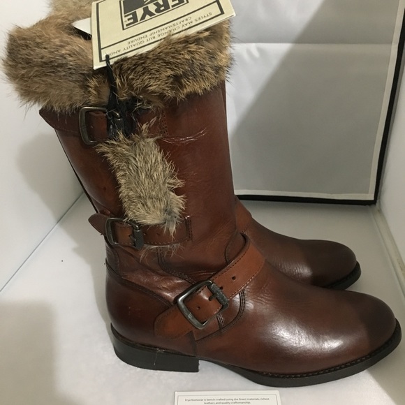 Frye Jamie Luxe Genuine Rabbit Fur Moto Boot sz5.5 - Picture 4 of 8