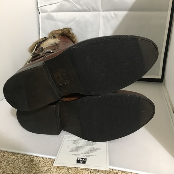 Frye Jamie Luxe Genuine Rabbit Fur Moto Boot sz5.5 - Picture 5 of 8