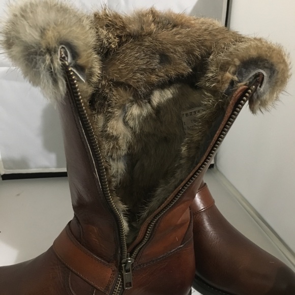 Frye Jamie Luxe Genuine Rabbit Fur Moto Boot sz5.5 - Picture 6 of 8