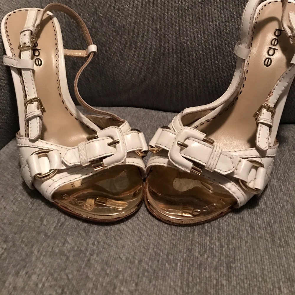 White Bebe slingback