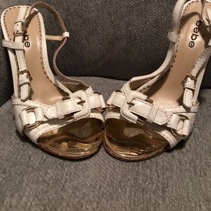 White Bebe slingback