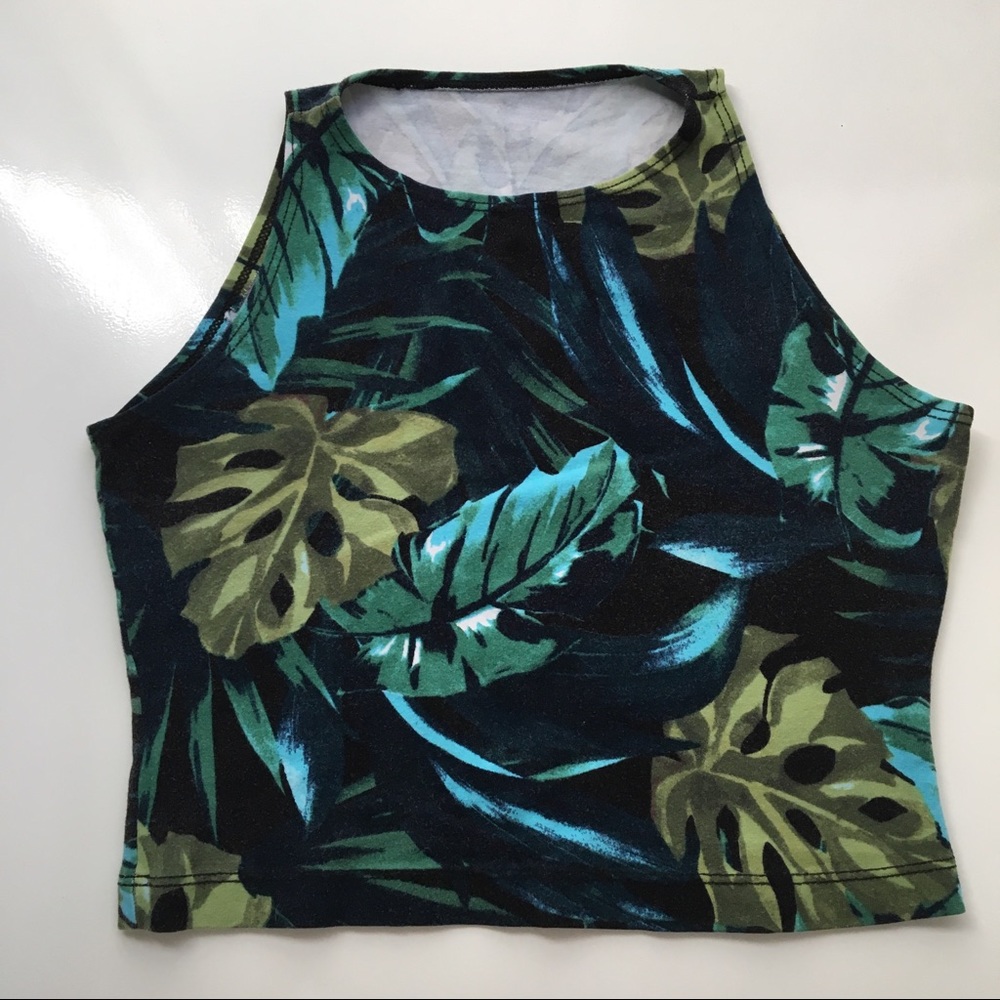 American Apparel Jungle Print Green Crop Top