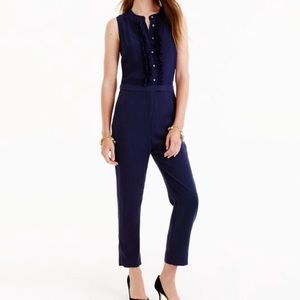 NWT!!! silk/linen navy jumpsuit SZ 8 runs like 6