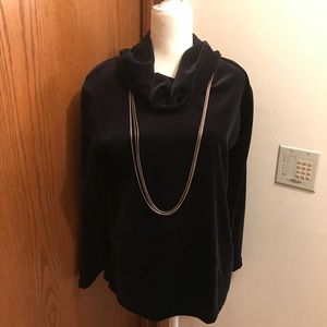 Women’s black velvet cowl sweater NWT