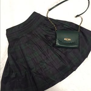 Like new plaid green and navy midi skirt