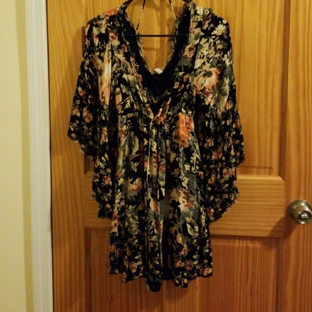 Free People Kimono Floral Mini Dress