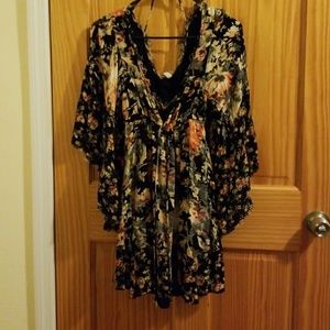 Free People Kimono Floral Mini Dress
