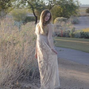 For Love and Lemons Lace Cream Maxi Dress