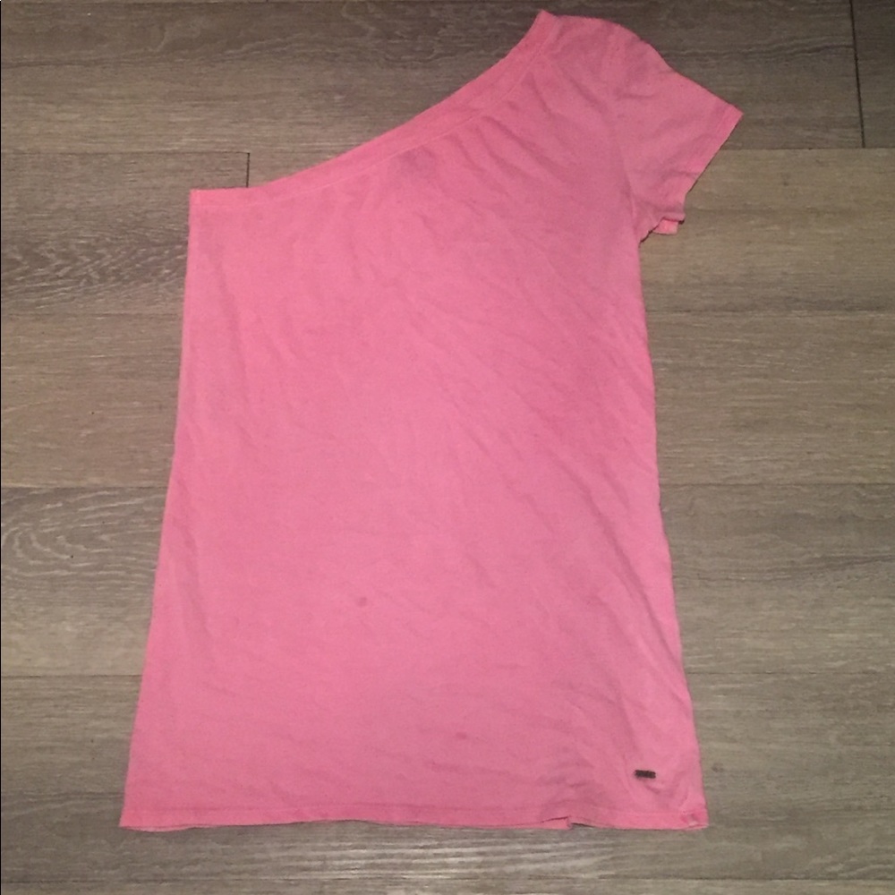 Hot pink one shoulder/one sleeve shirt