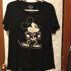 Glow in the dark Mickey skeleton tee, XL - Black