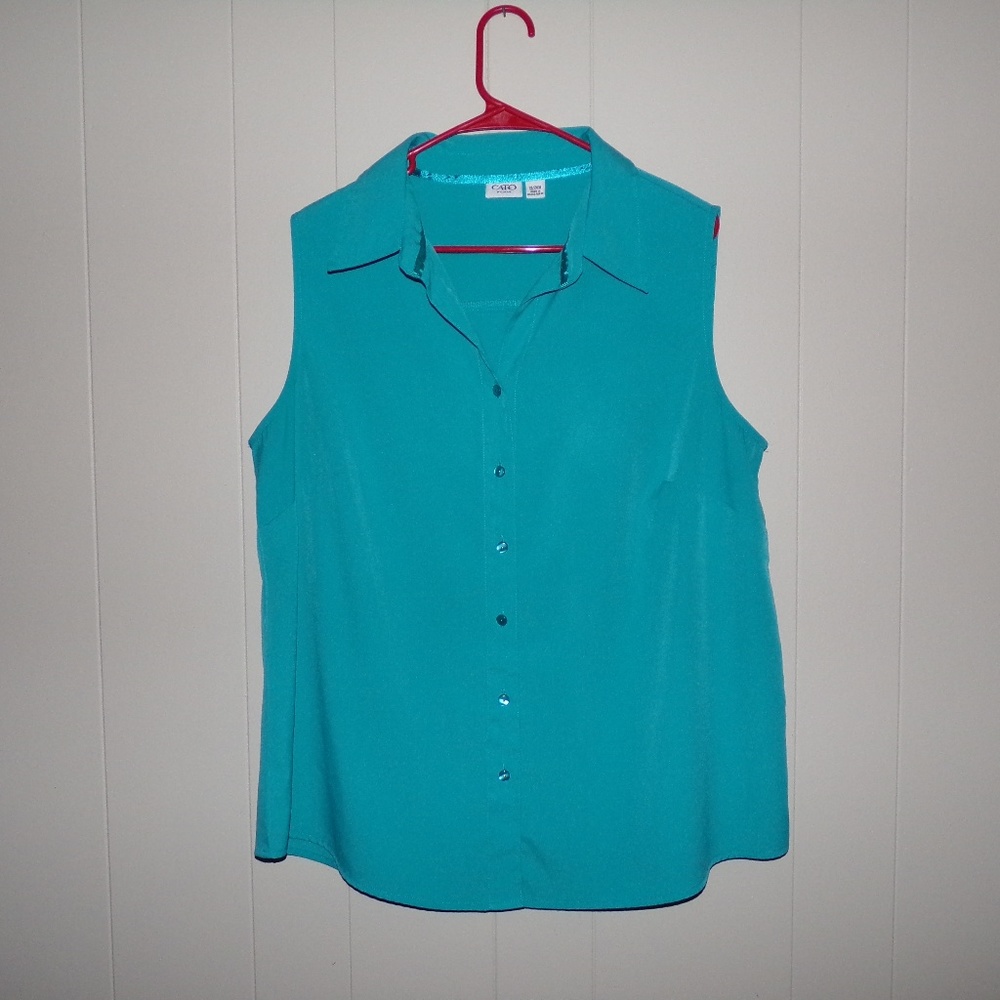 Cato Teal Sleeveless Blouse Top Plus Size