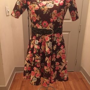 Lularoe Nicole Quilted Floral Dress - Large