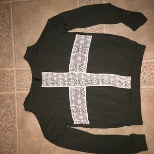 Long sleeve, cold shoulder shirt