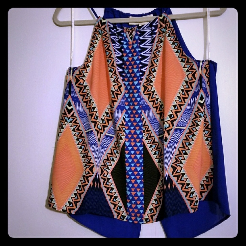 Open Back  Knit Top Blue