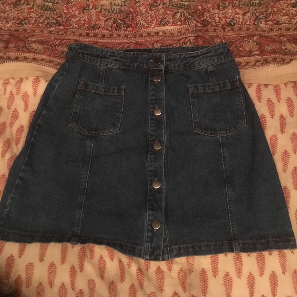 Button up denim skirt