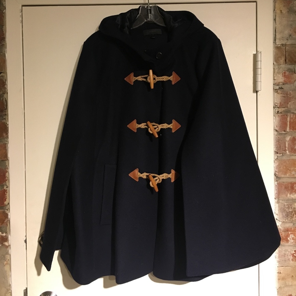 J. Crew Toggle Cape in Wool Cashmere Navy