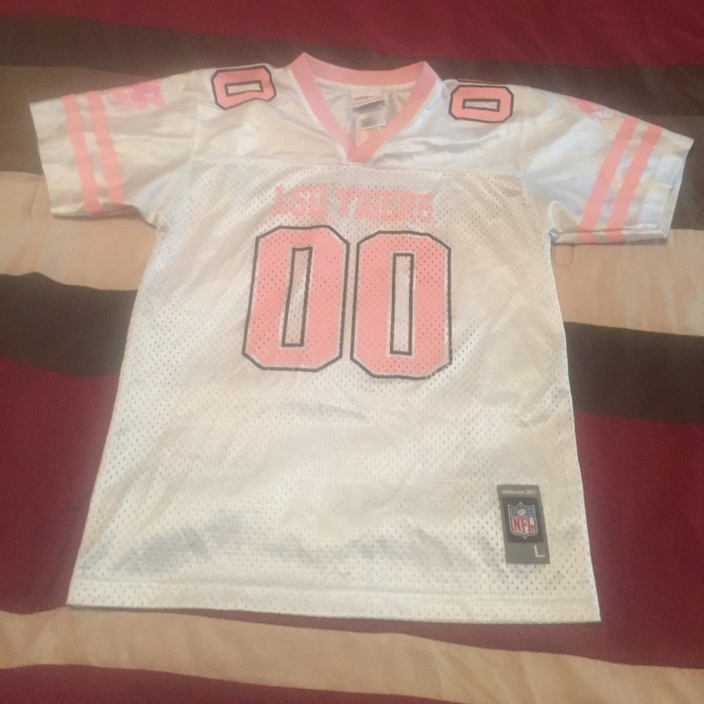 LSU Reebok Pink and White Football Jersey X Small