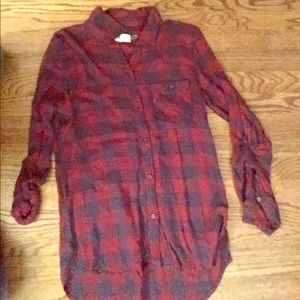 Tunic burgundy and navy flannel