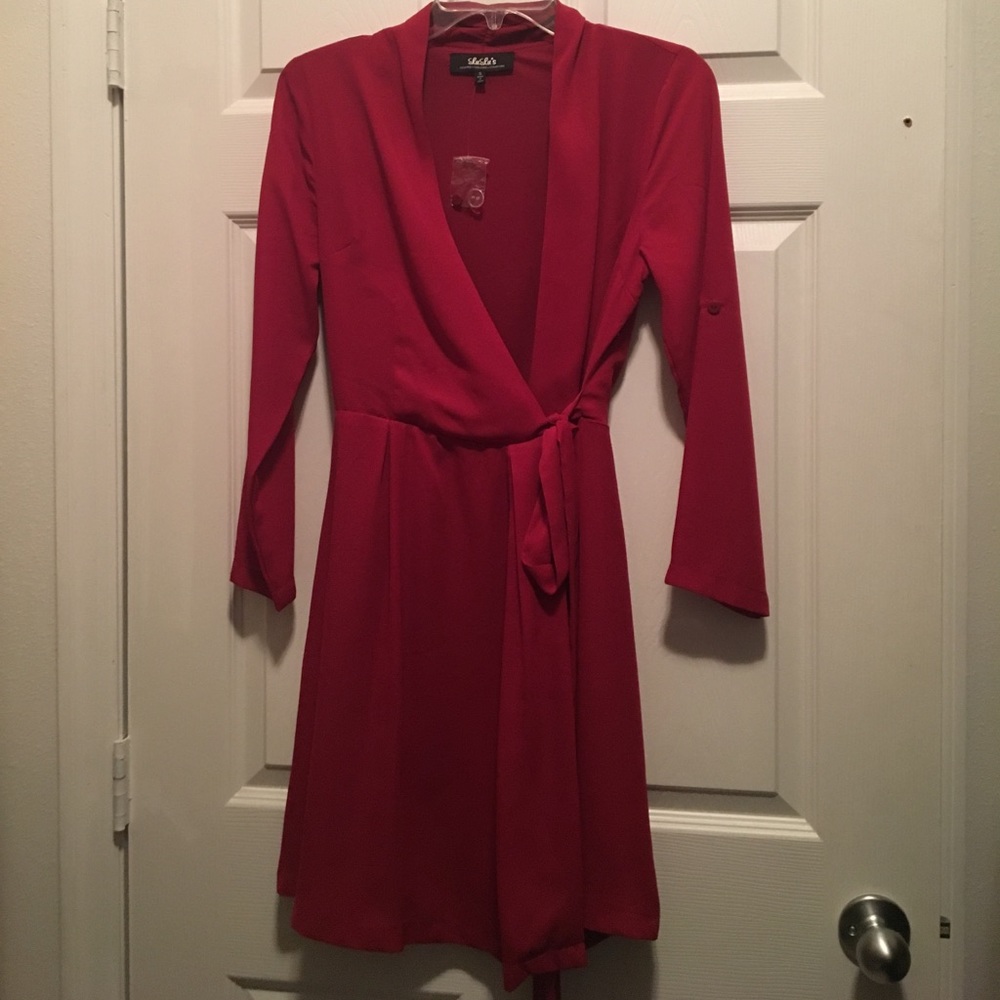 Red wrap dress