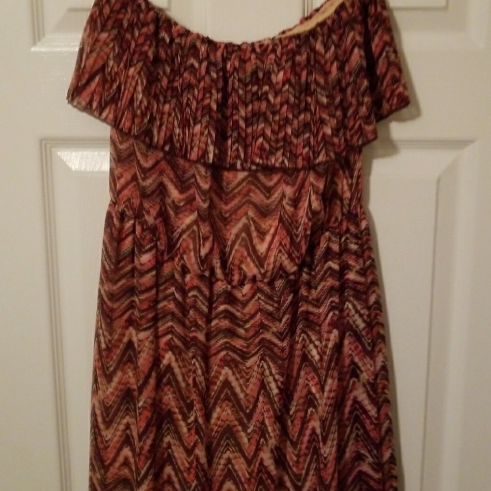 Pink and brown sz medium lined maxi dress