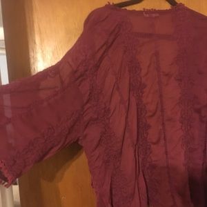 Maroon lace kimono