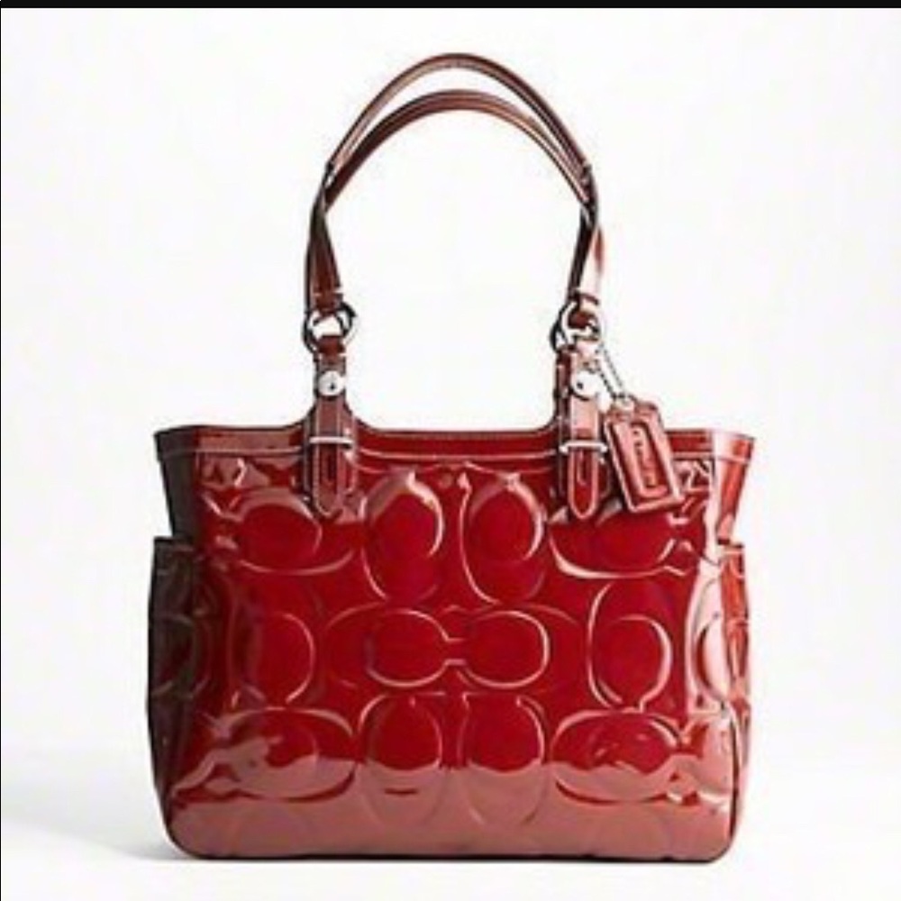 Coach Embossed Signature Patent Leather Purse
