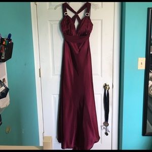 Betsy & Adam wine colored dress