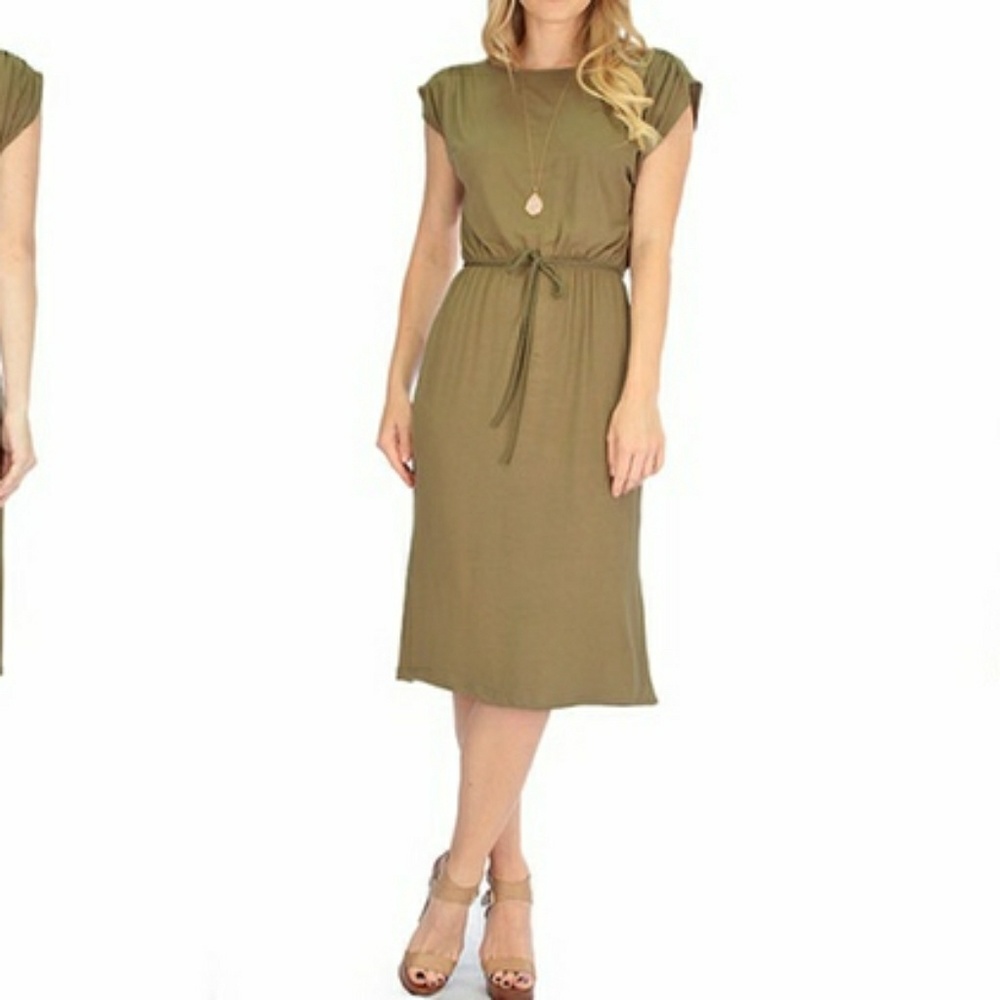 Women's olive green dress.