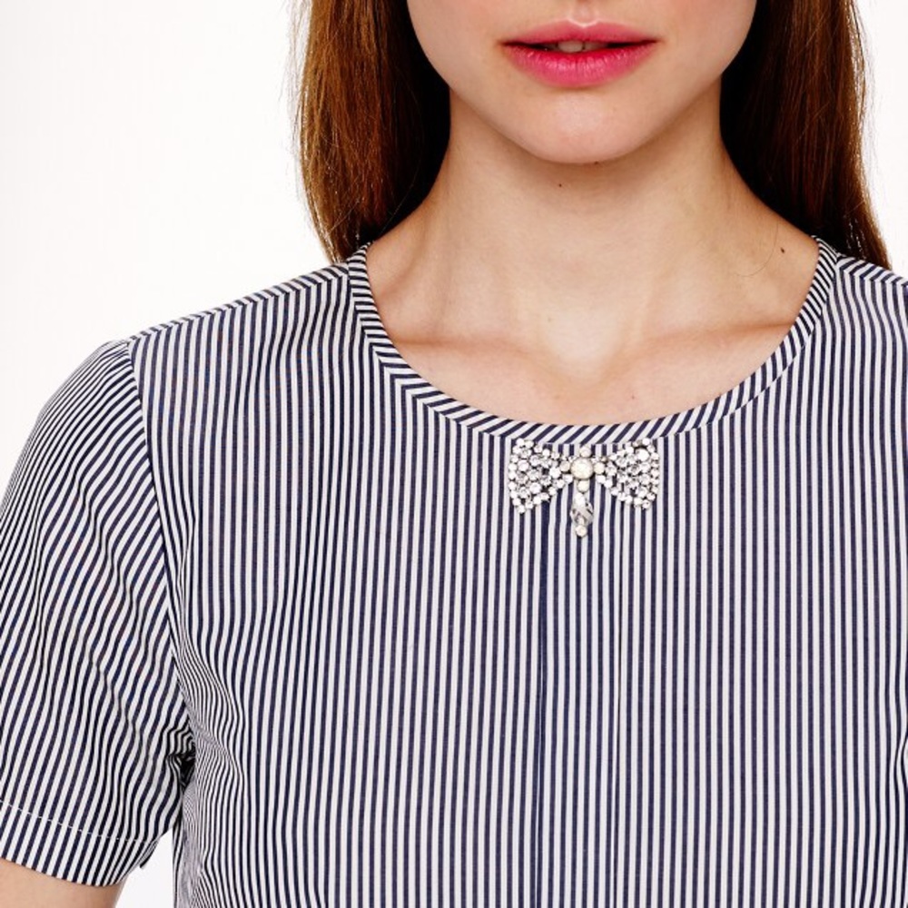 🎉SALE🎉 J.Crew Striped Jeweled Bow Top