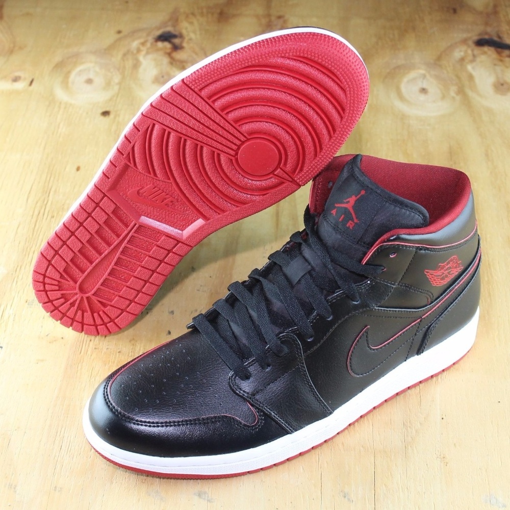 Nike Men's Air Jordan 1 Mid Black Red BRED NIB