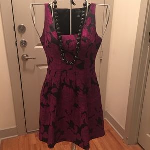Lauren by Ralph Lauren Fuchsia + Black Fit & Flare