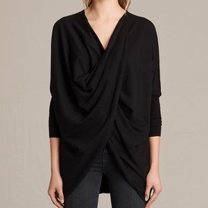 AllSaints Black ITAT SHRUG CARDIGAN