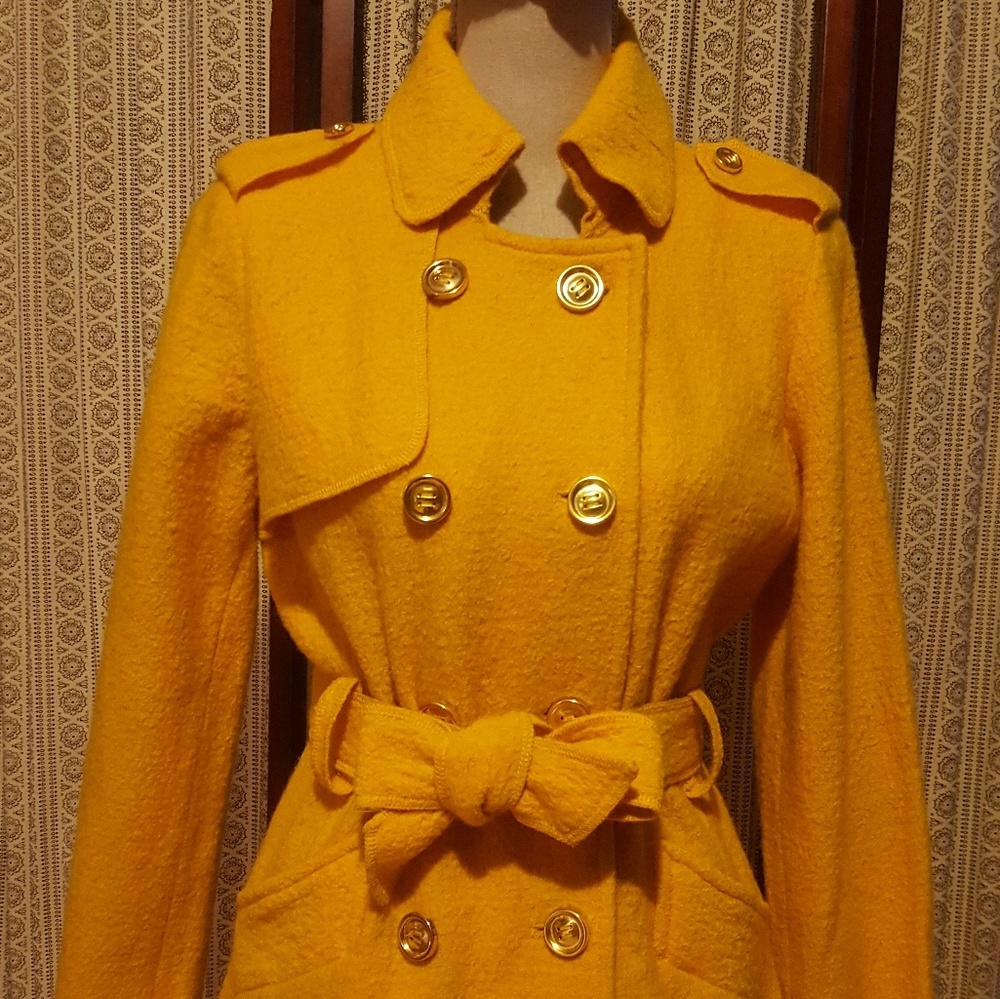Sandro Mustard Wool Jacket military style