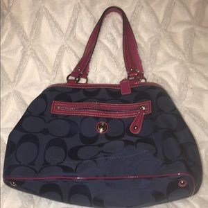 Navy Blue and Hot Pink Coach Purse