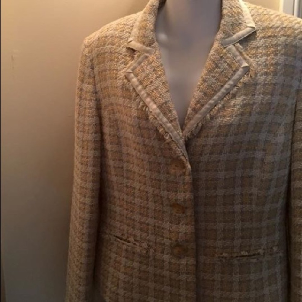 Amanda Smith Yellow&grey weave boyfriend jacket 10