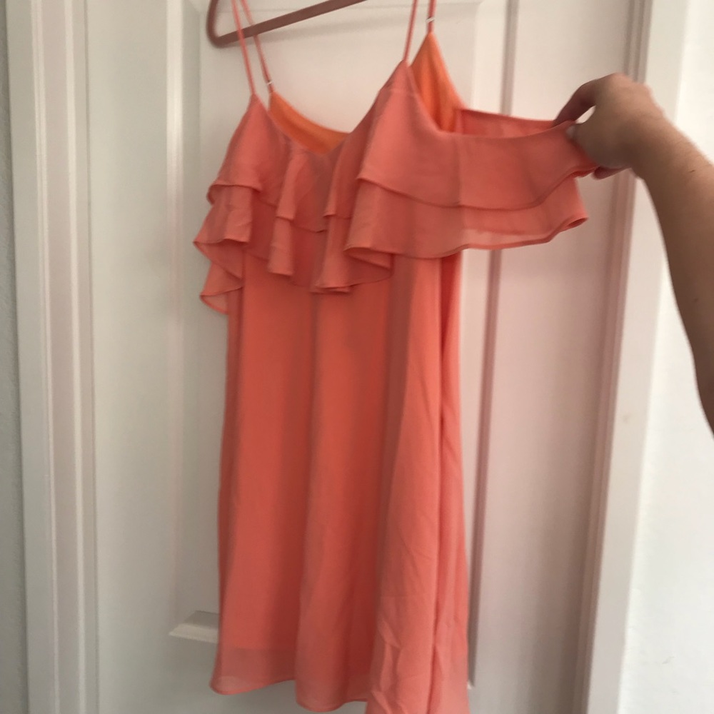 Coral ruffled top 2-way dress