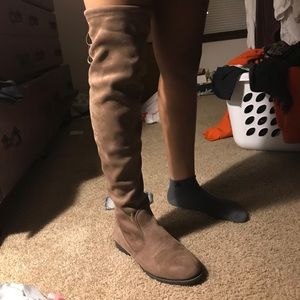 taupe brown colored over the knees boots