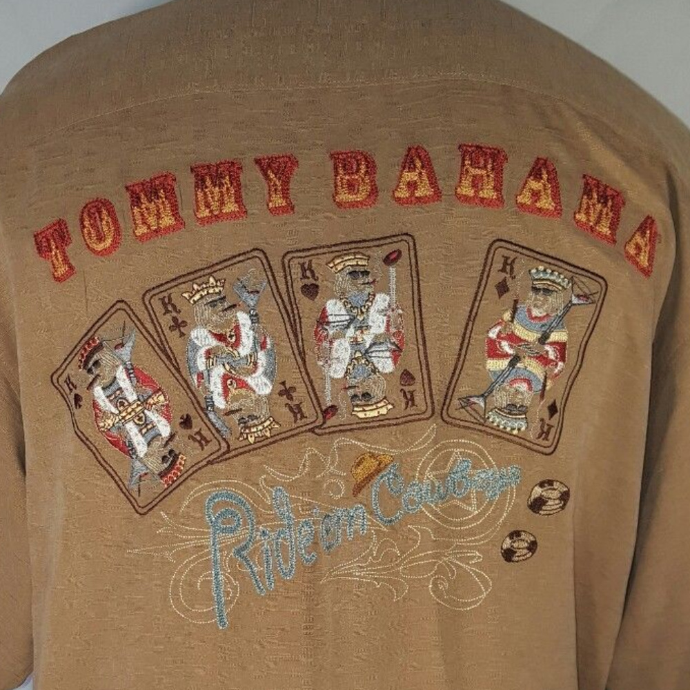 Tommy Bahama Embroidered Camp Shirt Poker 4 Kings