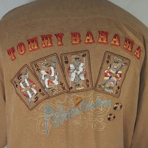 Tommy Bahama Embroidered Camp Shirt Poker 4 Kings